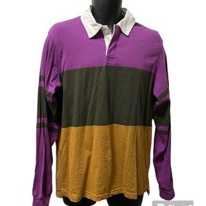 Urban Outfitters Tri-Color Striped Long Sleeve Rugby Polo‎ Women’s Size Small